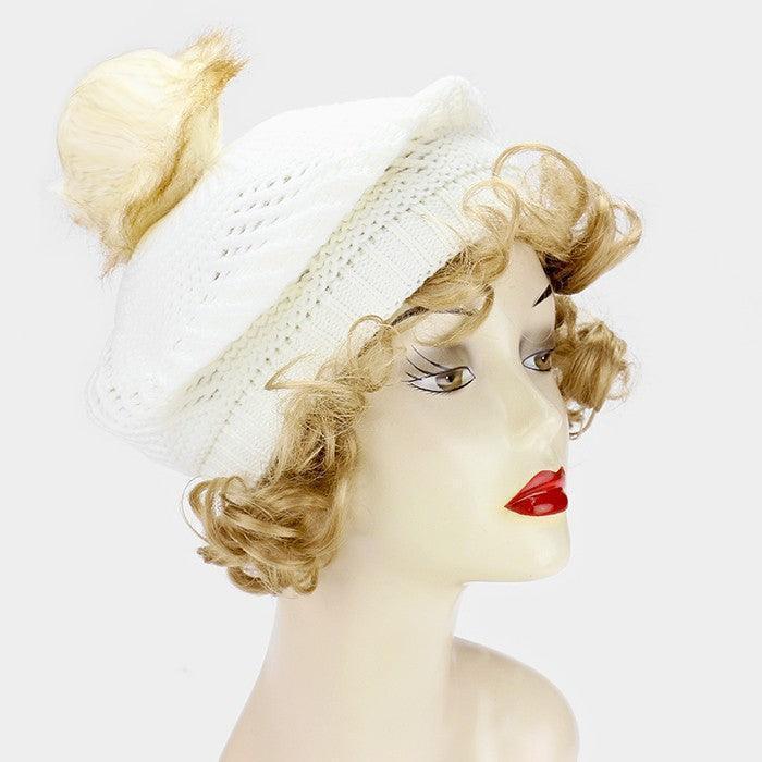 Slouchy beanie hat with pom pom - Jewelry Store by Erik Rayo