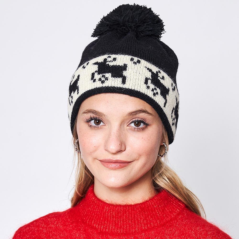 Reindeer Holiday Pom Pom Beanie Hat - Jewelry Store by Erik Rayo