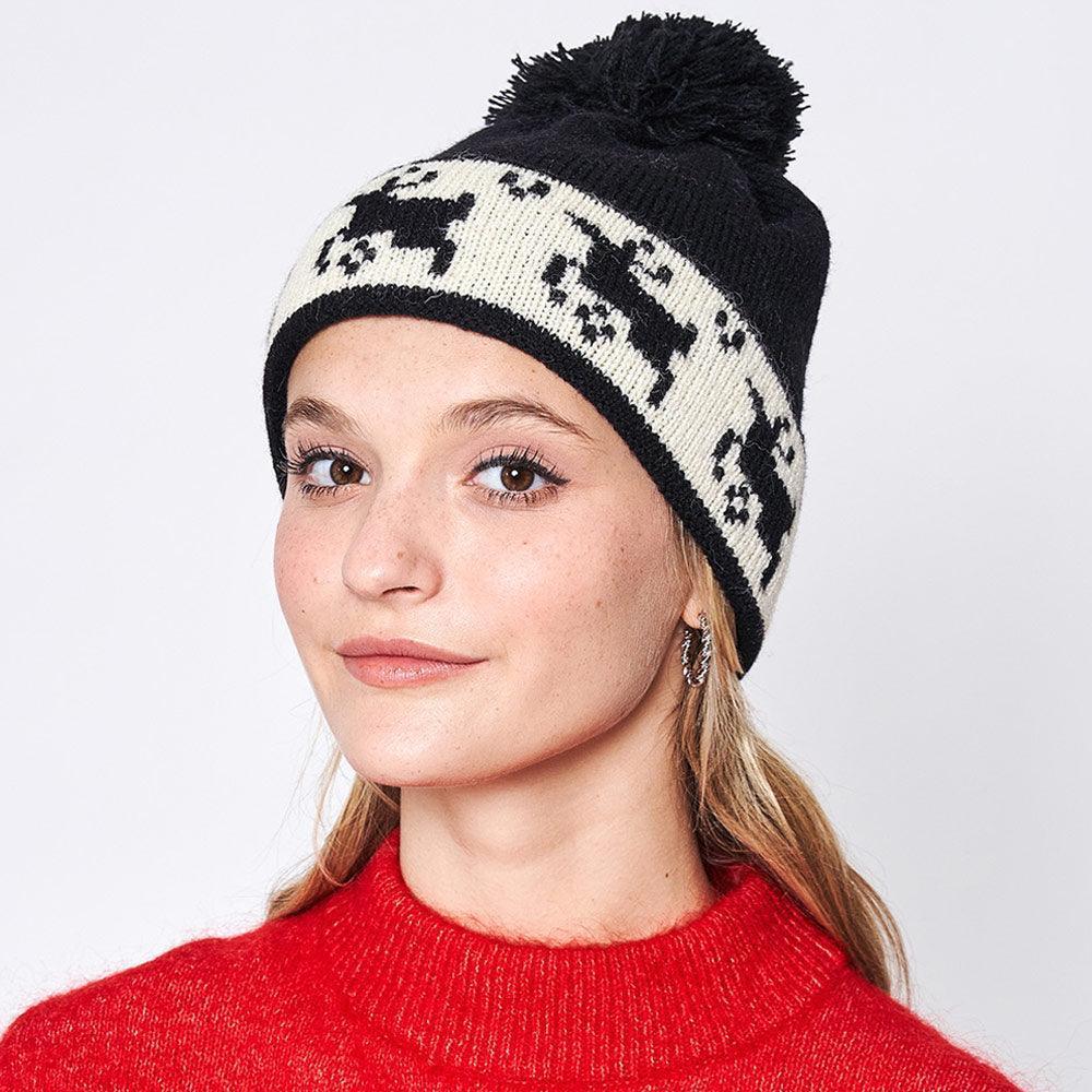 Reindeer Holiday Pom Pom Beanie Hat - Jewelry Store by Erik Rayo