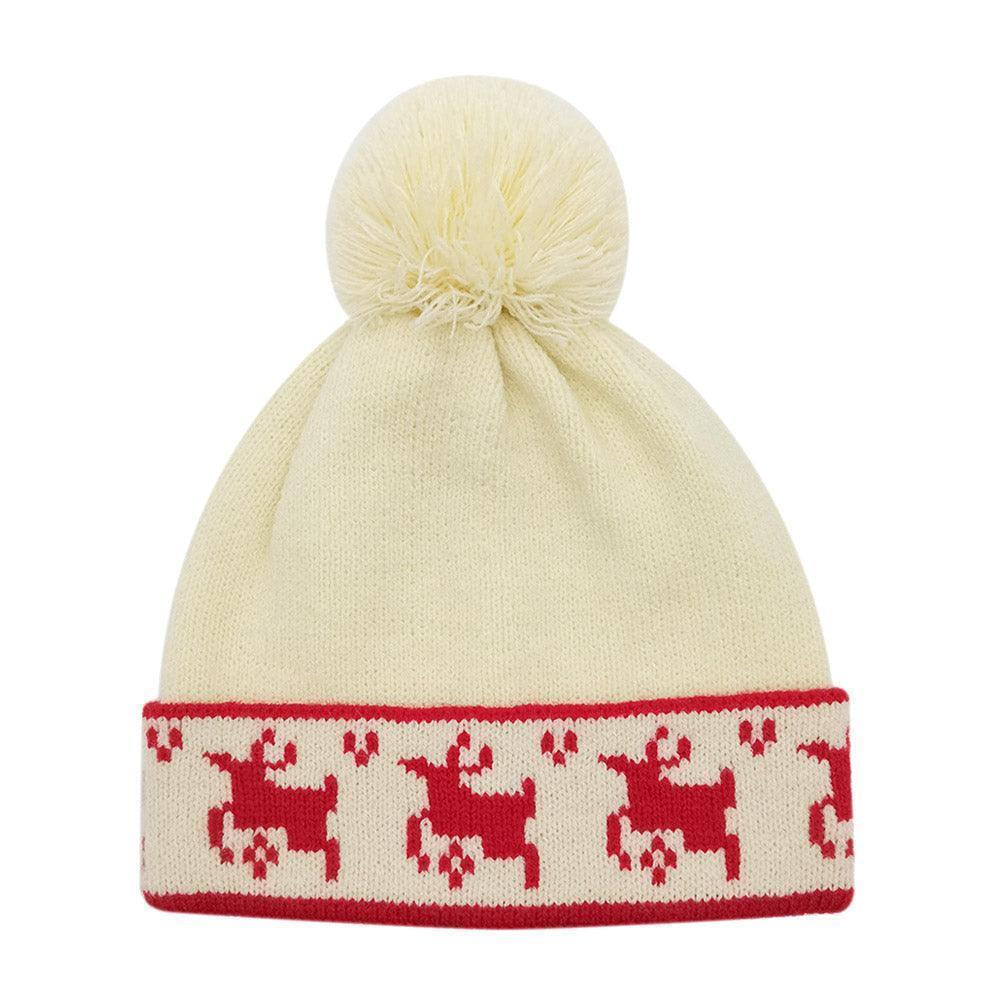 Reindeer Holiday Pom Pom Beanie Hat - Jewelry Store by Erik Rayo