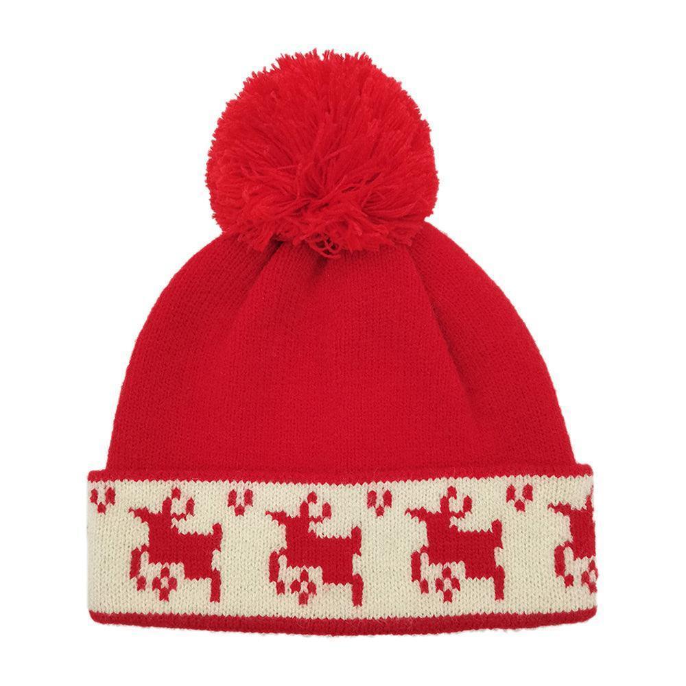 Reindeer Holiday Pom Pom Beanie Hat - Jewelry Store by Erik Rayo