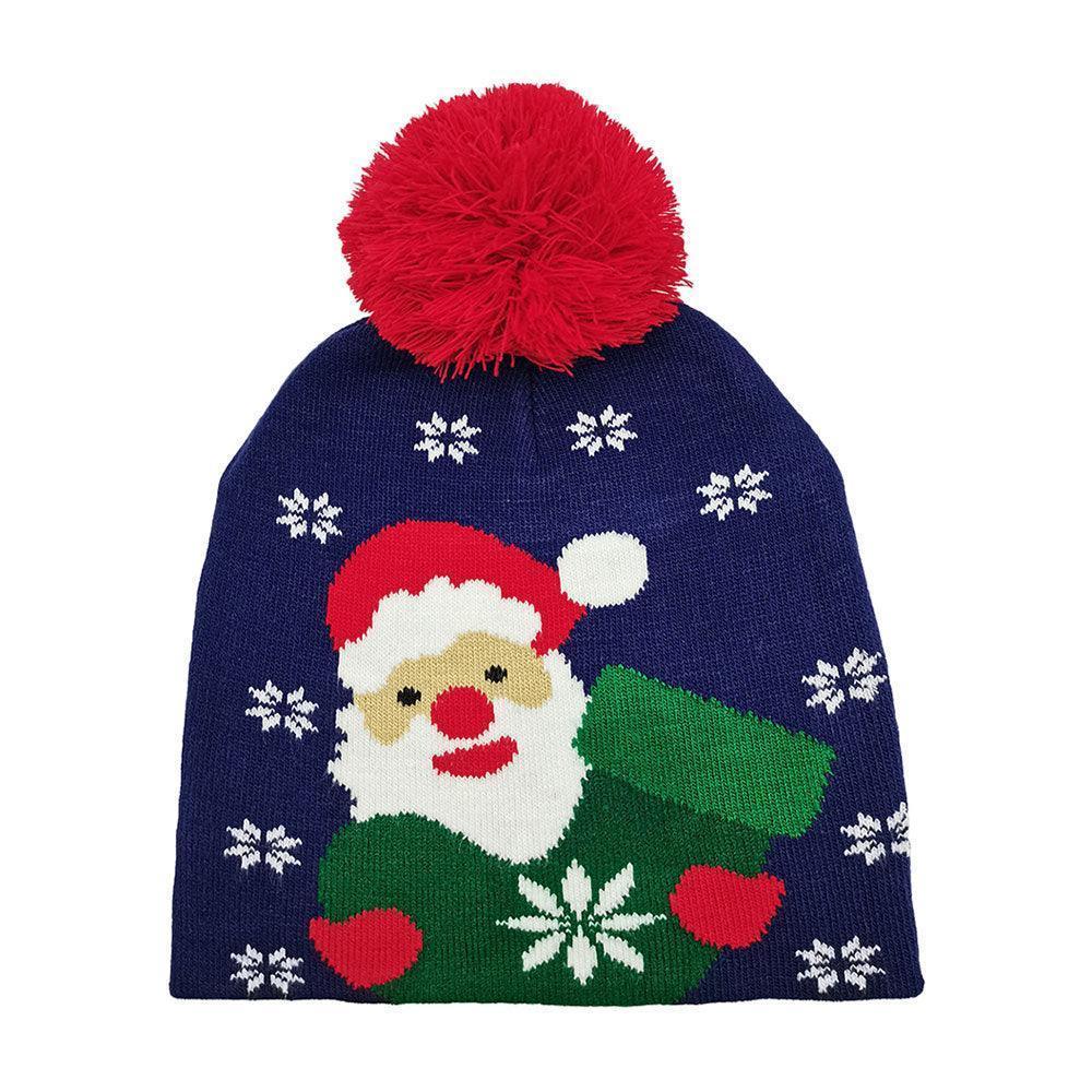 Snowy Santa Claus Pom Pom Beanie Hat - Jewelry Store by Erik Rayo