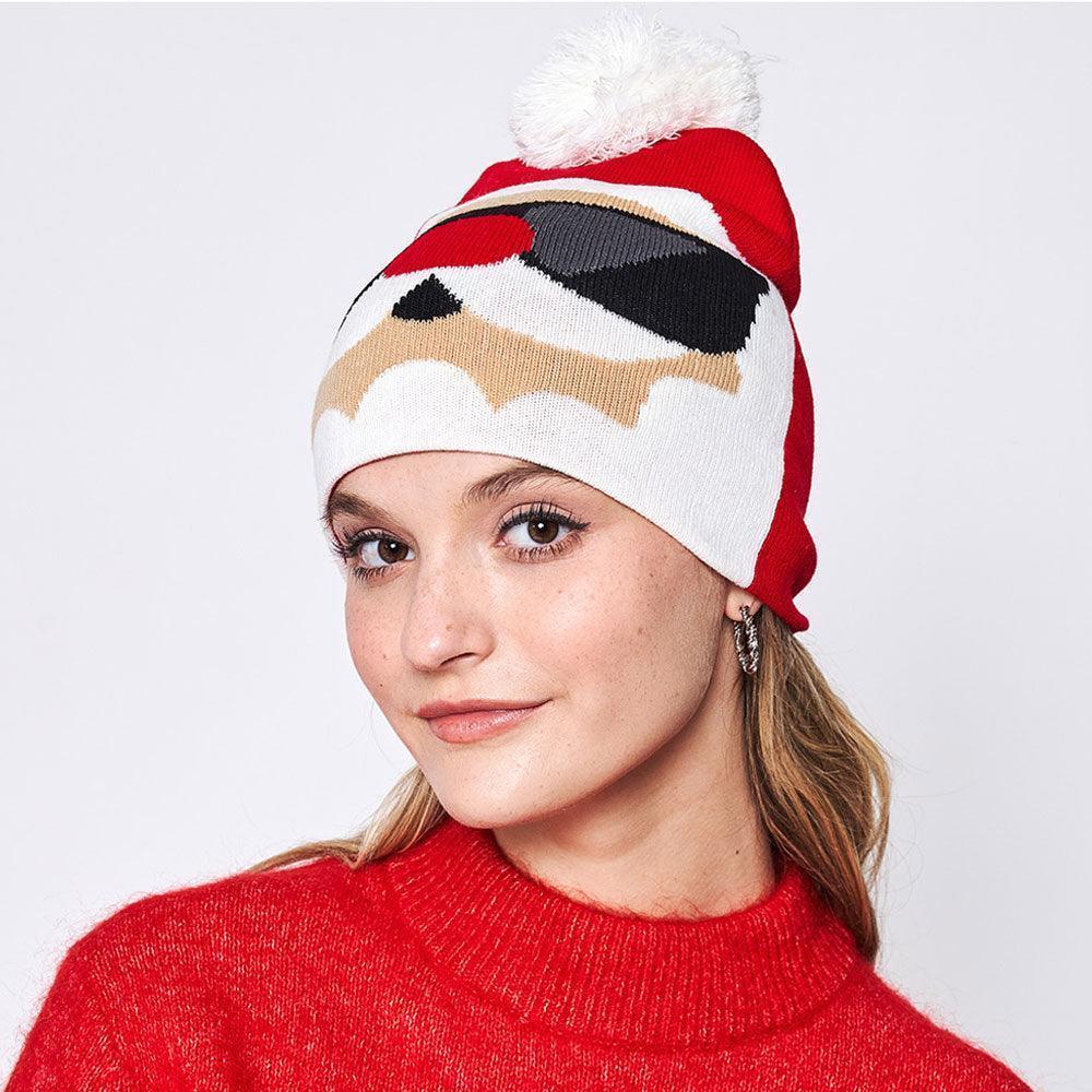 Sunglasses Santa Claus Pom Pom Beanie Hat - Jewelry Store by Erik Rayo