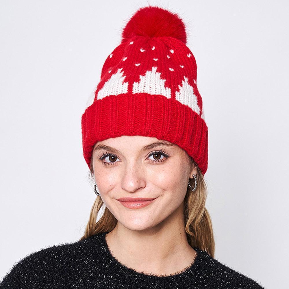 Snowy Mountain Faux Fur Pom Pom Beanie Hat - Jewelry Store by Erik Rayo
