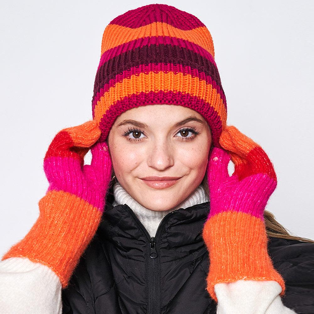 Striped Cuff Beanie Hat