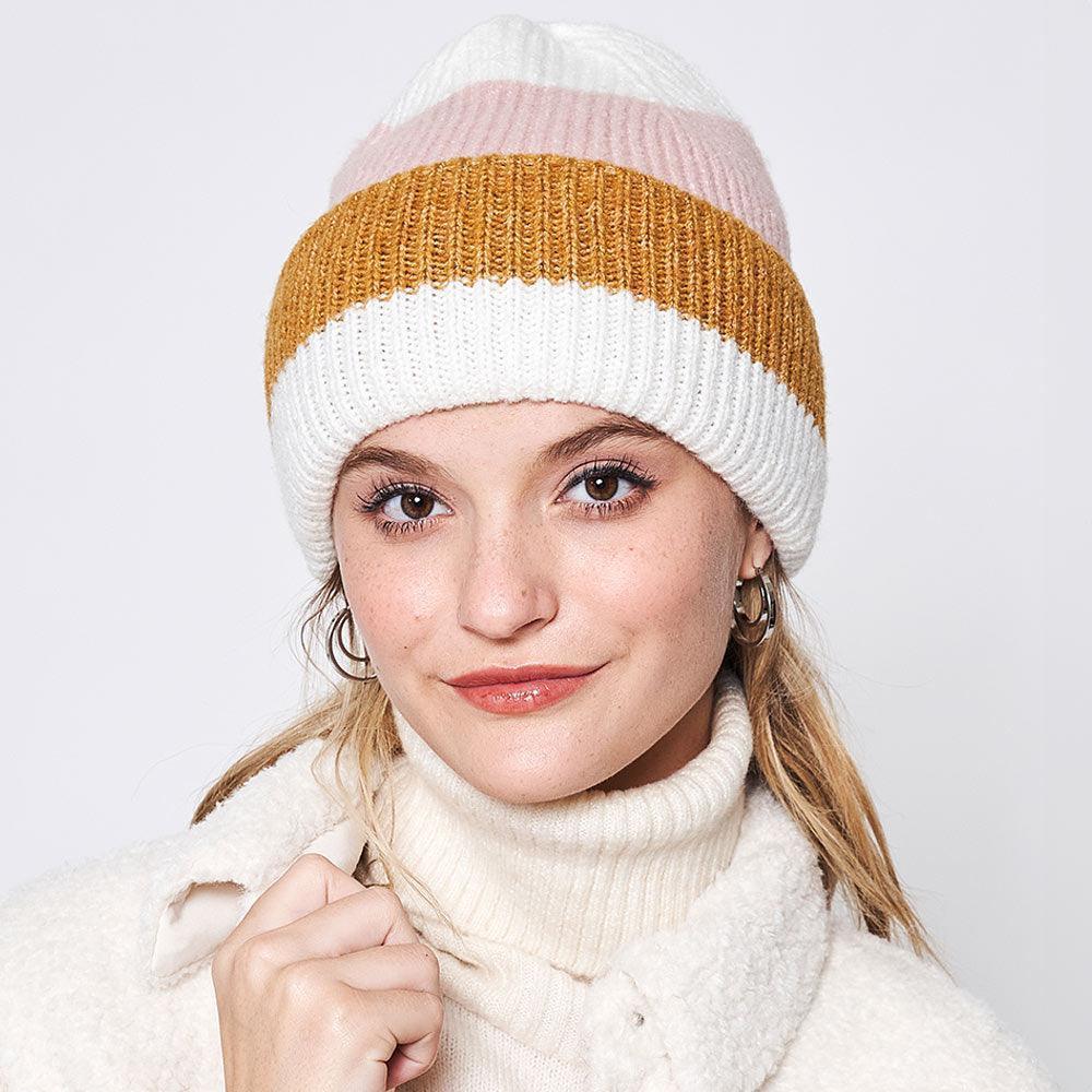 Striped Ribbed Beanie Hat - Jewelry Store by Erik Rayo