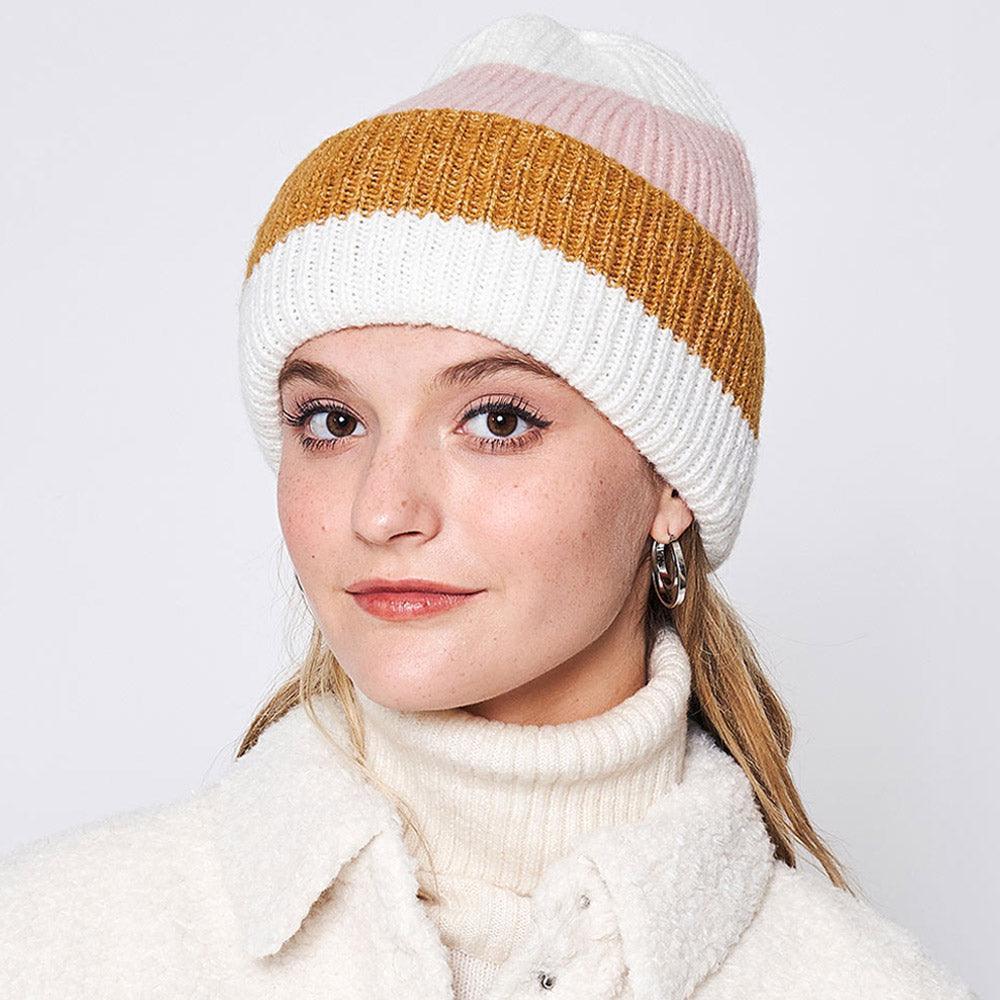 Striped Ribbed Beanie Hat - Jewelry Store by Erik Rayo