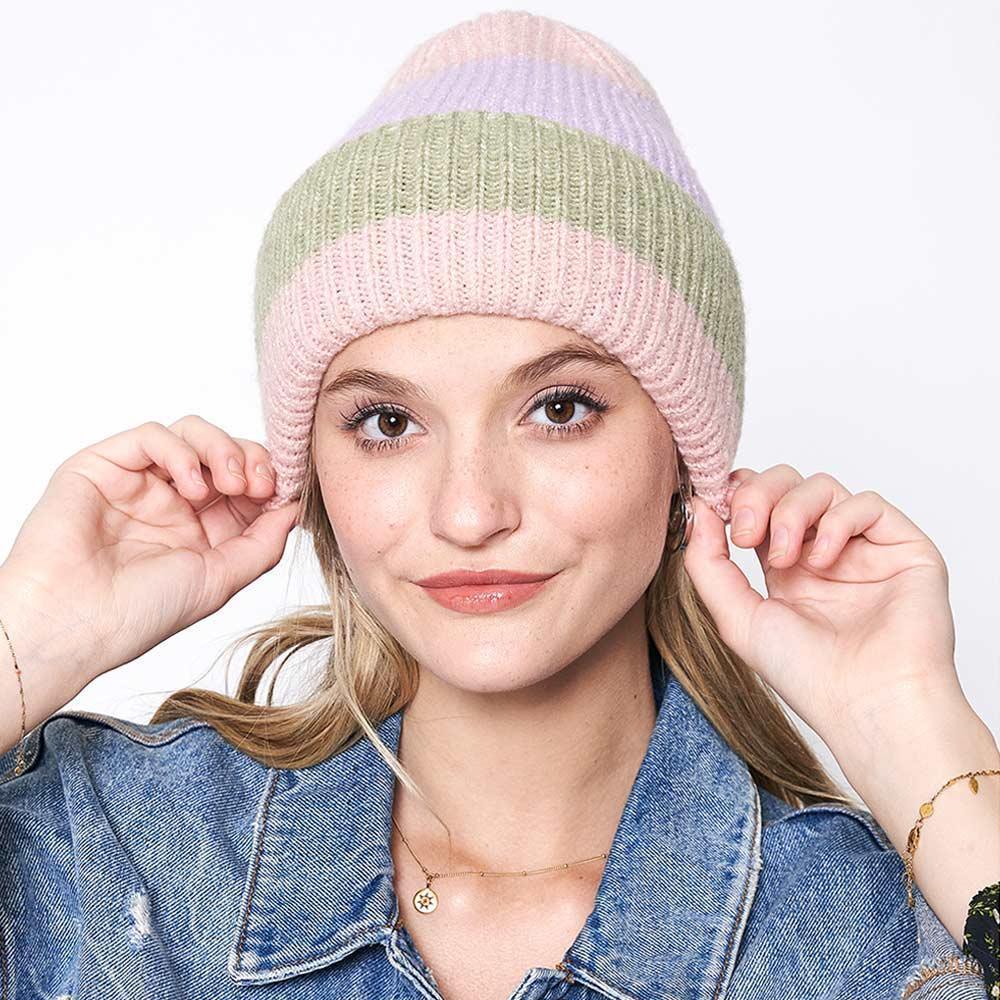 Striped Ribbed Beanie Hat - Jewelry Store by Erik Rayo