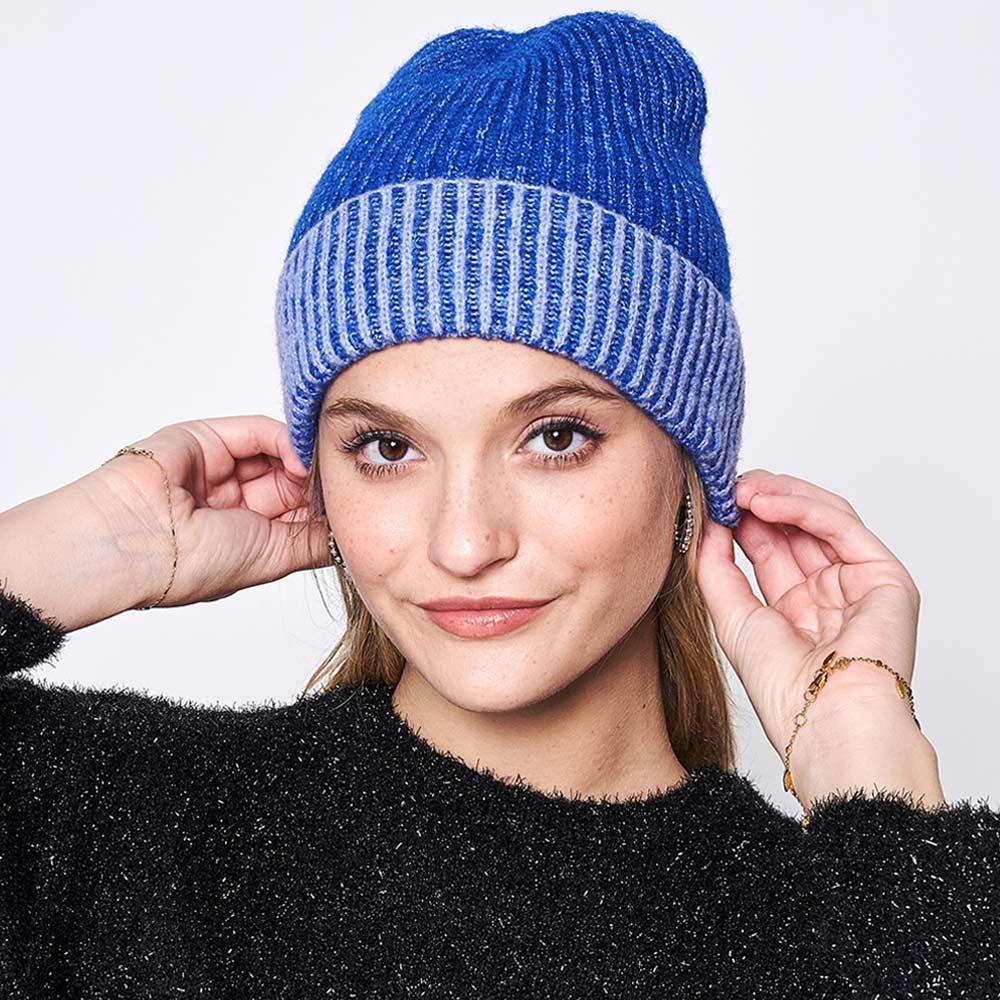 Two Tone Cuff Beanie Hat - Jewelry Store by Erik Rayo