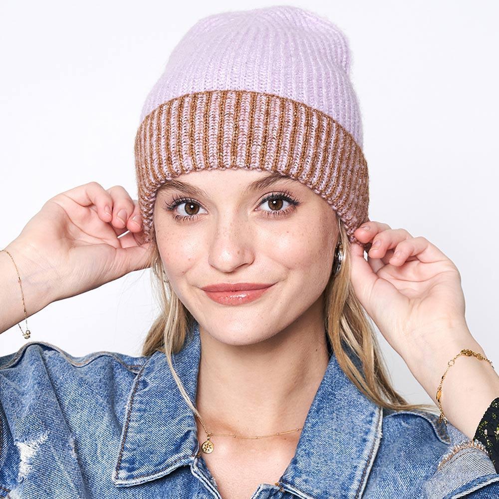 Two Tone Cuff Beanie Hat - Jewelry Store by Erik Rayo
