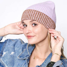 Load image into Gallery viewer, Two Tone Cuff Beanie Hat
