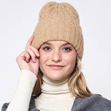 Load image into Gallery viewer, Solid Cable Knit Beanie Hat
