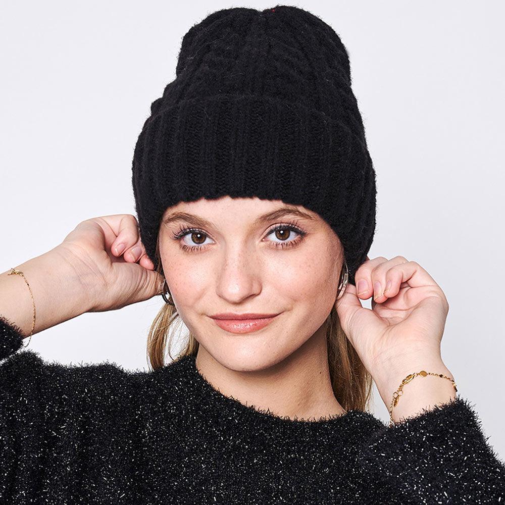 Solid Cable Knit Beanie Hat - Jewelry Store by Erik Rayo