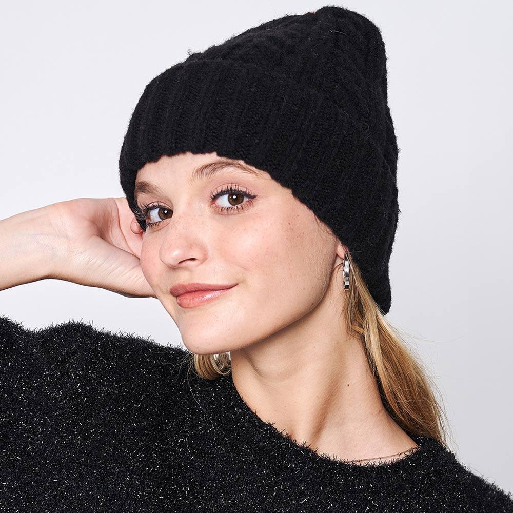 Solid Cable Knit Beanie Hat - Jewelry Store by Erik Rayo