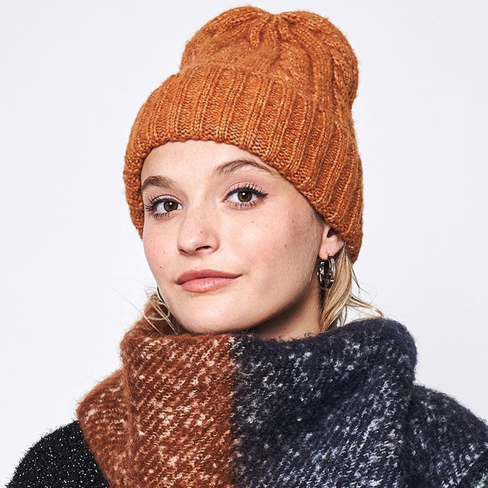 Solid Cable Knit Beanie Hat - Jewelry Store by Erik Rayo