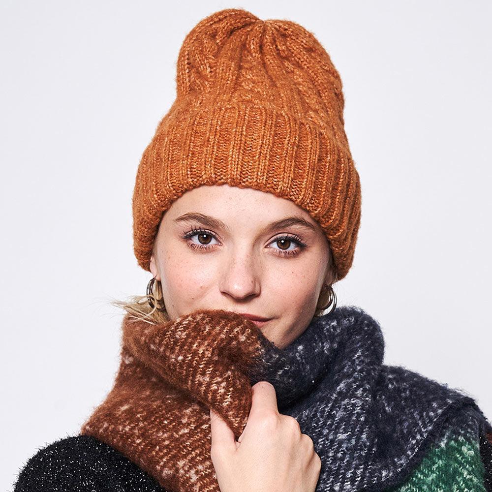 Solid Cable Knit Beanie Hat - Jewelry Store by Erik Rayo