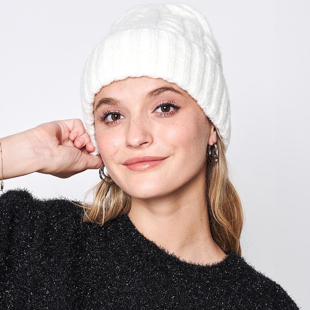 Solid Cable Knit Beanie Hat - Jewelry Store by Erik Rayo
