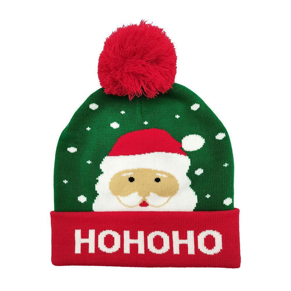 HoHoHo Message Santa Claus Pom Pom Beanie Hat - Jewelry Store by Erik Rayo