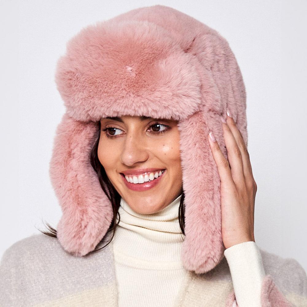 Solid Faux Fur Trapper Hat