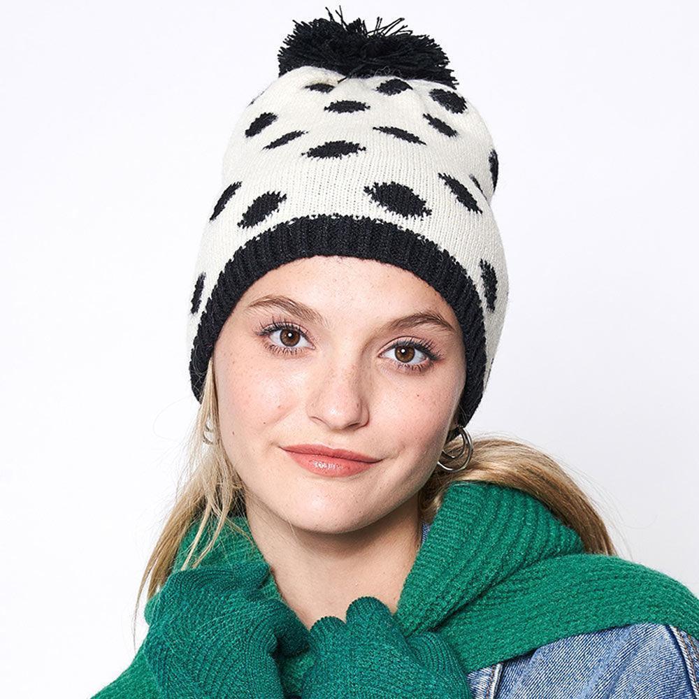 Polka Dot Pom Pom Beanie Hat - Jewelry Store by Erik Rayo