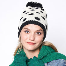 Load image into Gallery viewer, Polka Dot Pom Pom Beanie Hat
