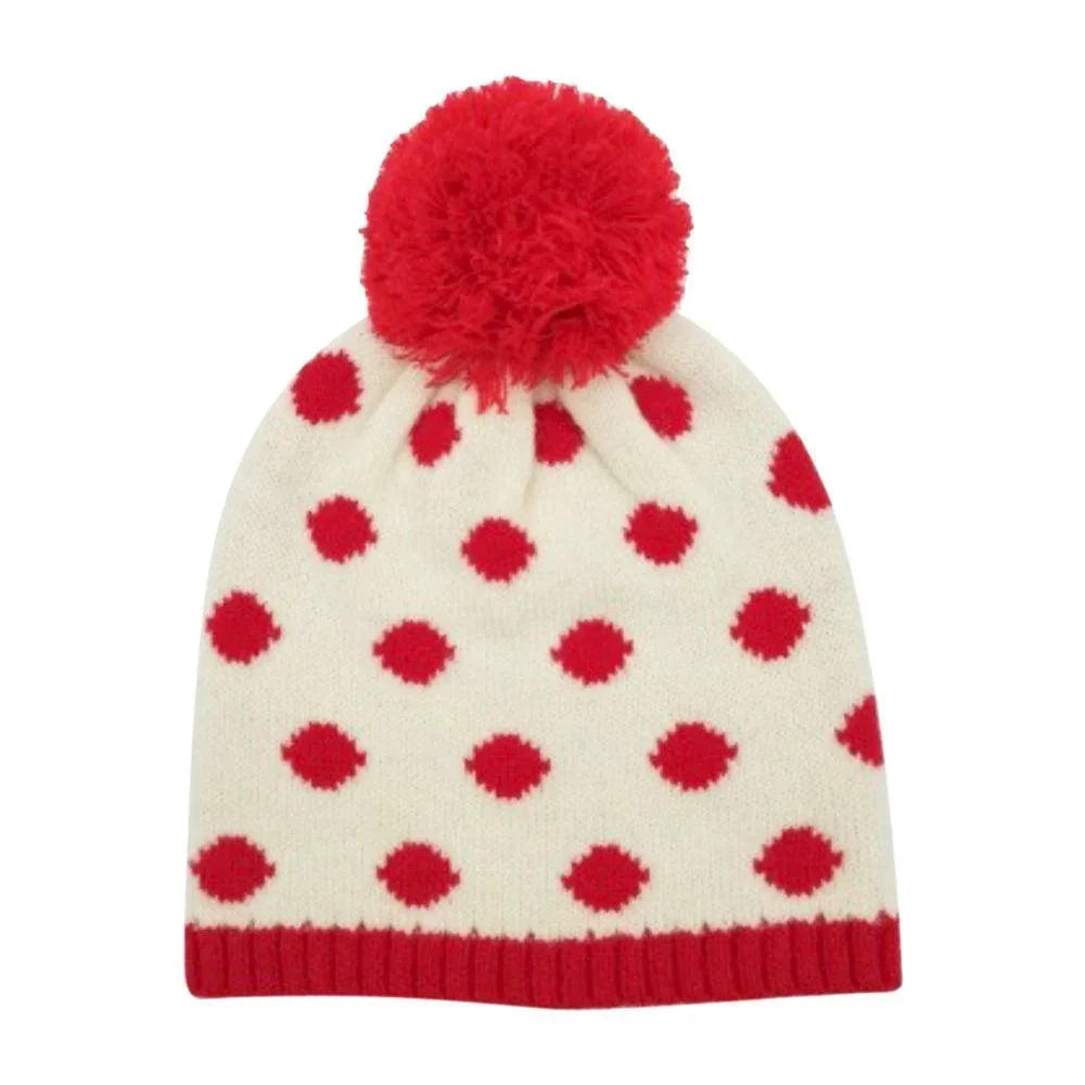 Polka Dot Pom Pom Beanie Hat - Jewelry Store by Erik Rayo