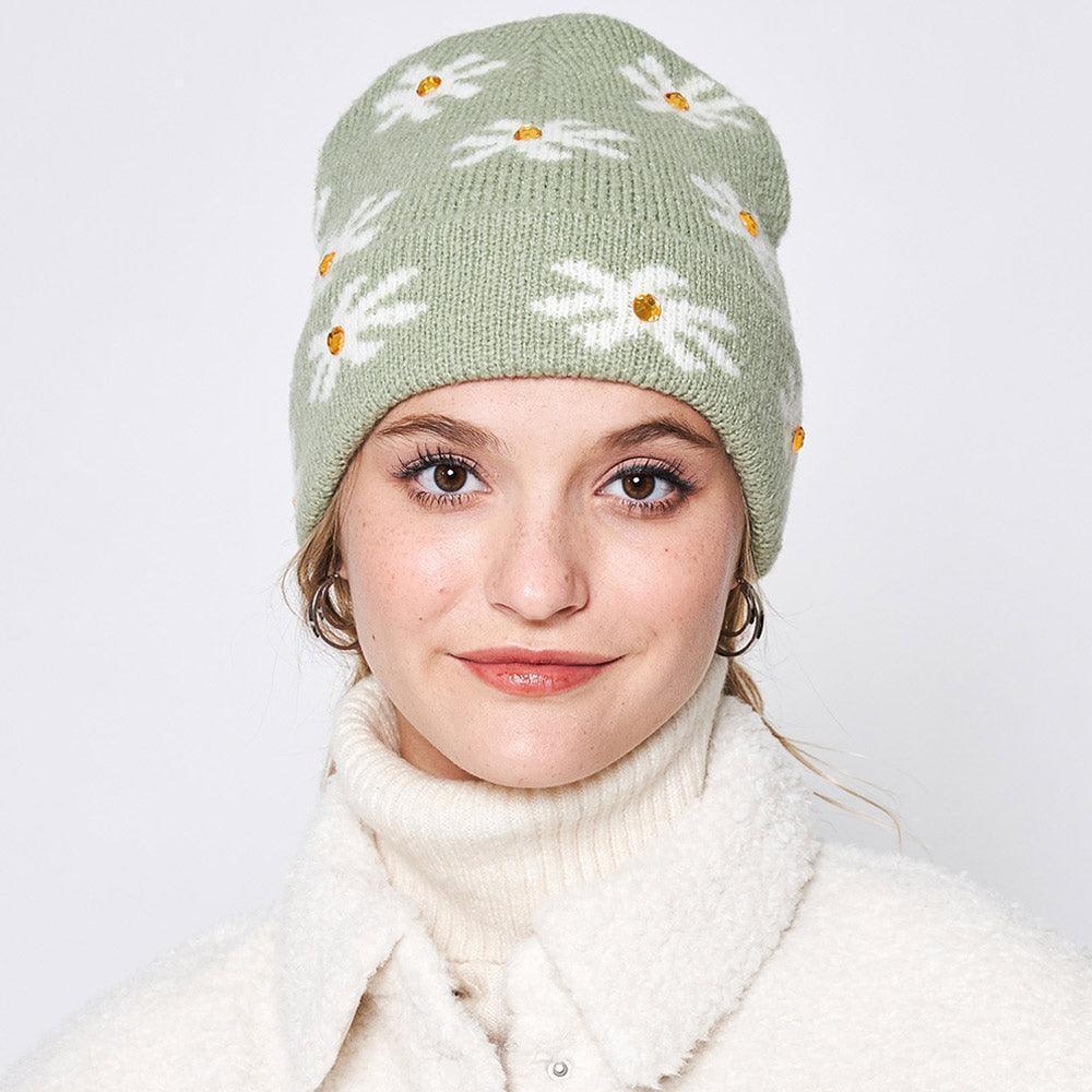 Gem Flower Beanie Hat - Jewelry Store by Erik Rayo