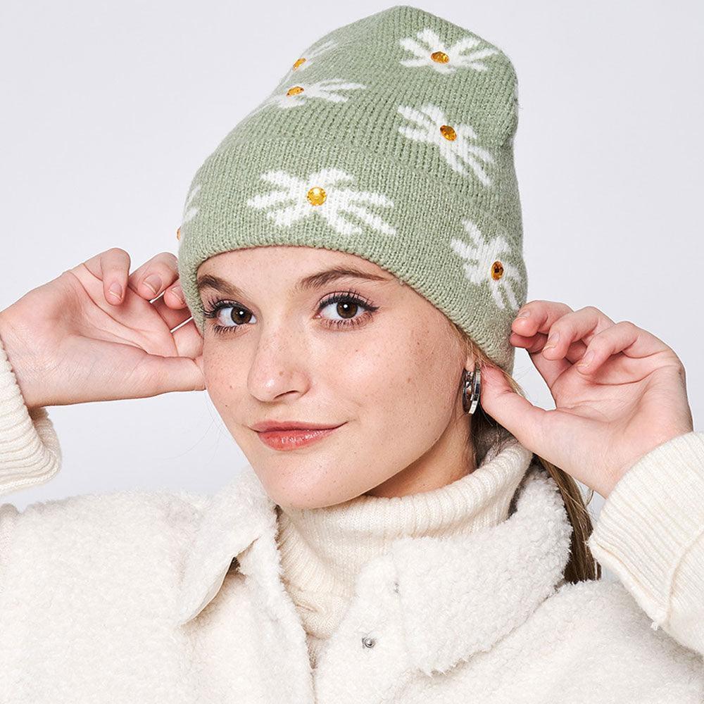 Gem Flower Beanie Hat - Jewelry Store by Erik Rayo
