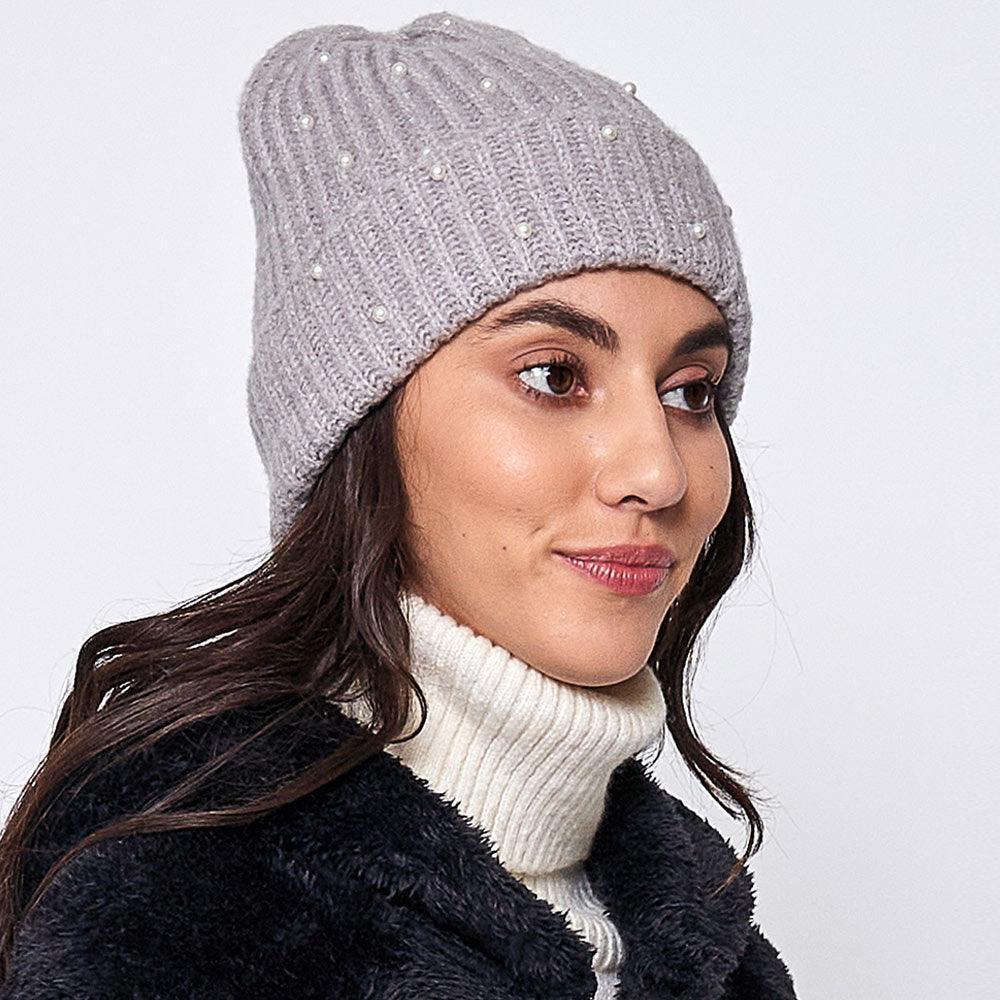 Knitted Pearl Beanie Hat - Jewelry Store by Erik Rayo