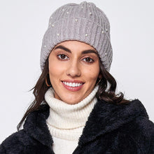 Load image into Gallery viewer, Knitted Pearl Beanie Hat
