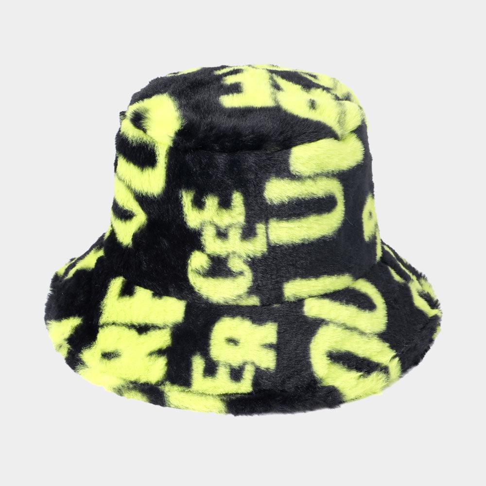 Patterned Faux Fur Bucket Hat - Jewelry Store by Erik Rayo