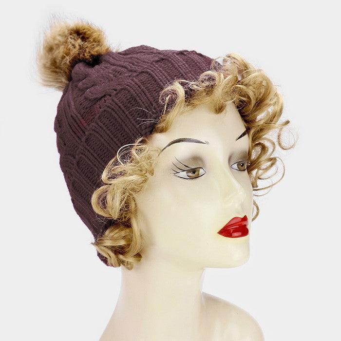 Knit beanie hat with pom pom - Jewelry Store by Erik Rayo
