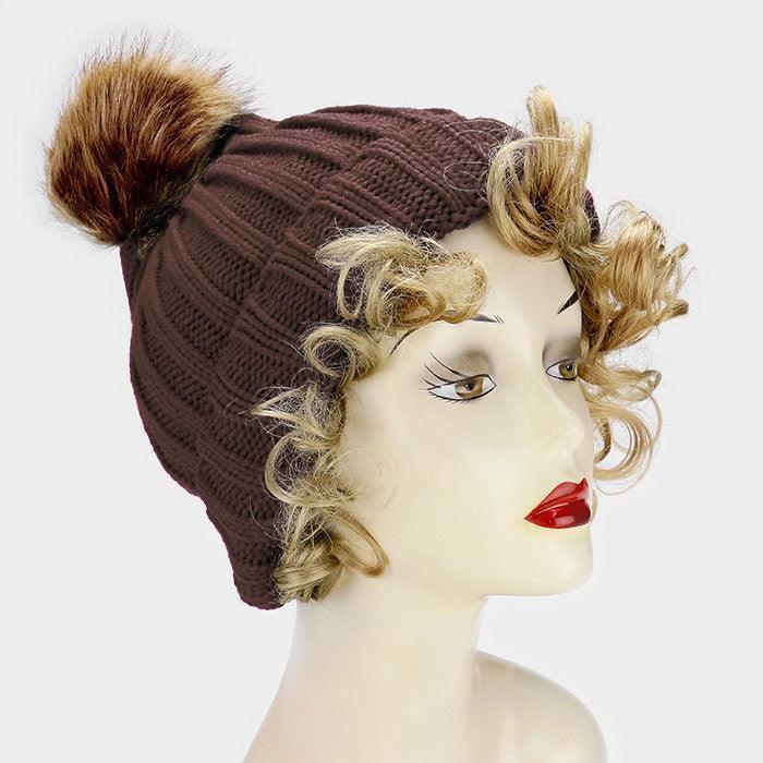 Knit beanie hat with pom pom - Jewelry Store by Erik Rayo