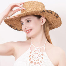 Load image into Gallery viewer, Raffia Pointed Straw Sun Hat
