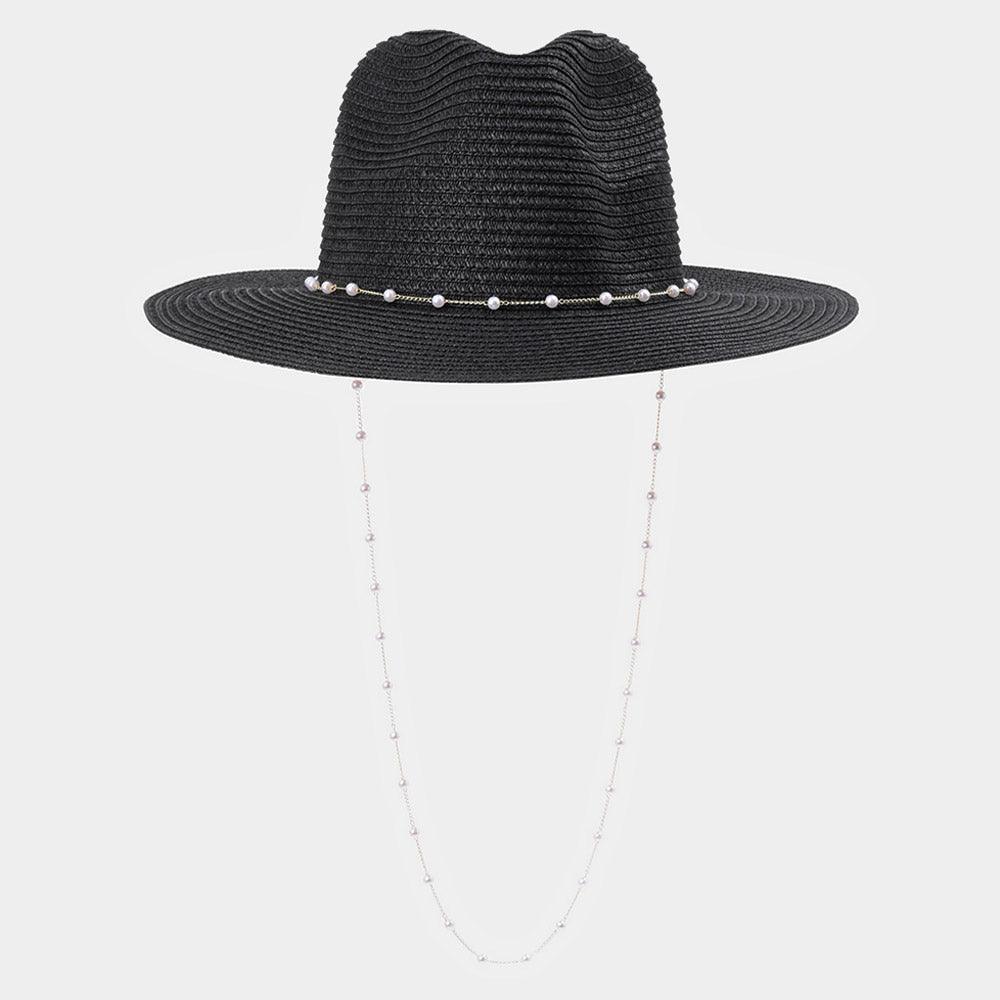 Pearl Embellished Panama Straw Sun Hat - Jewelry Store by Erik Rayo