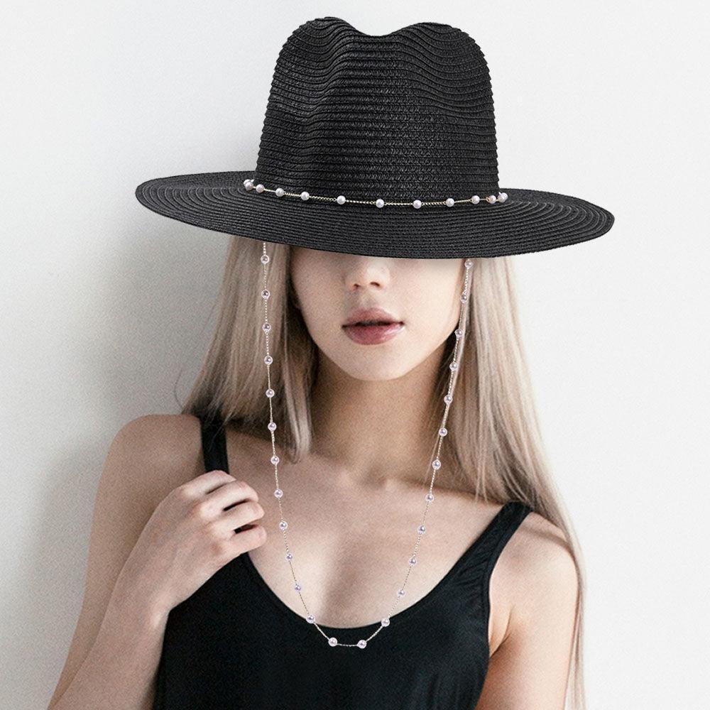 Pearl Embellished Panama Straw Sun Hat - Jewelry Store by Erik Rayo