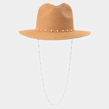 Load image into Gallery viewer, Pearl Embellished Panama Straw Sun Hat
