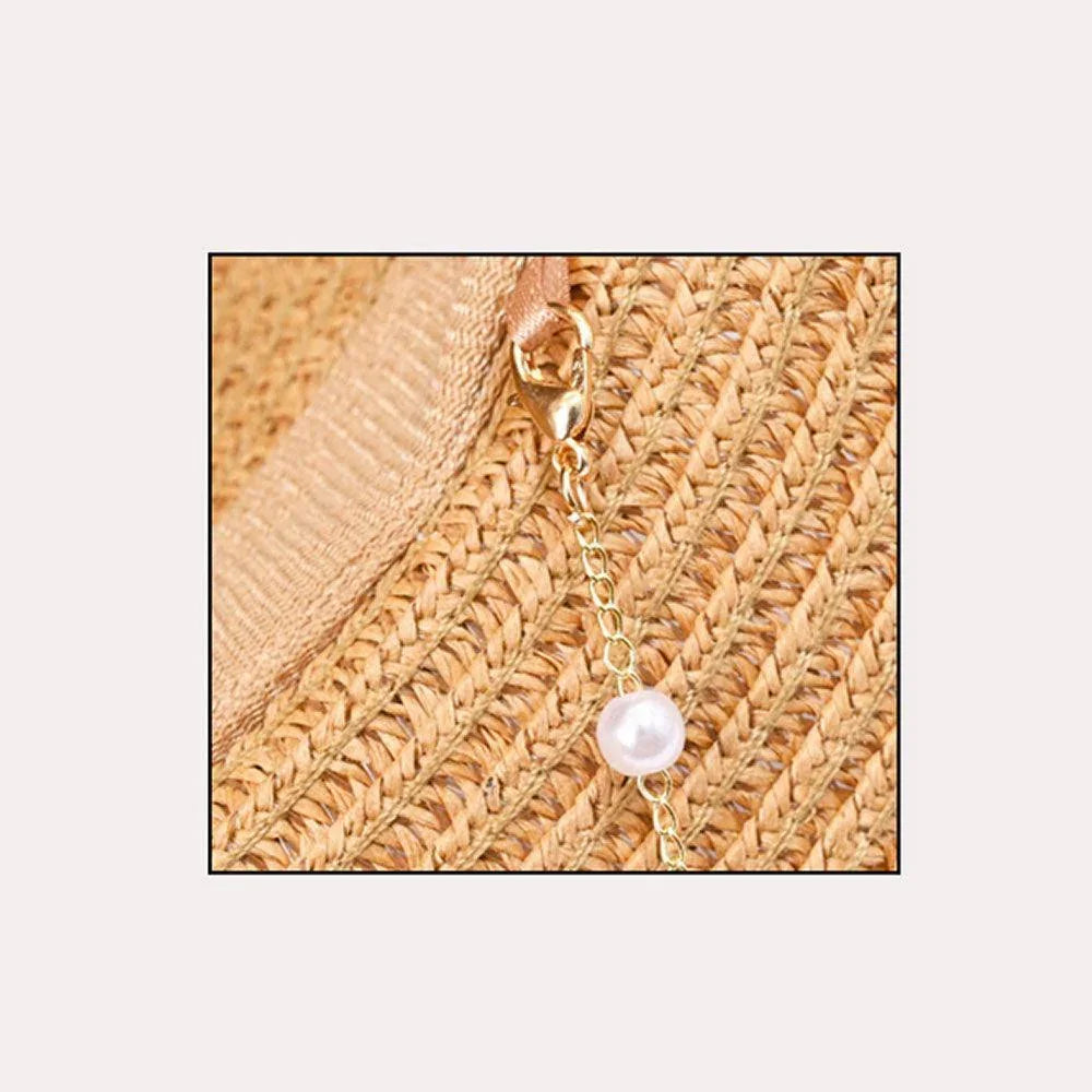 Pearl Embellished Panama Straw Sun Hat - Jewelry Store by Erik Rayo