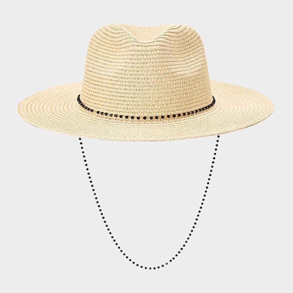 Beaded Chin Tie Straw Sun Hat - Jewelry Store by Erik Rayo