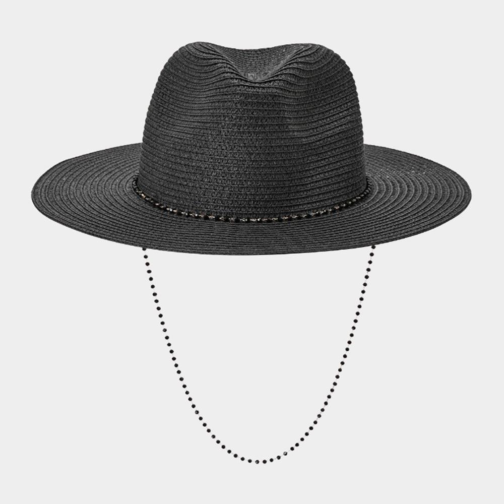 Beaded Chin Tie Straw Sun Hat - Jewelry Store by Erik Rayo