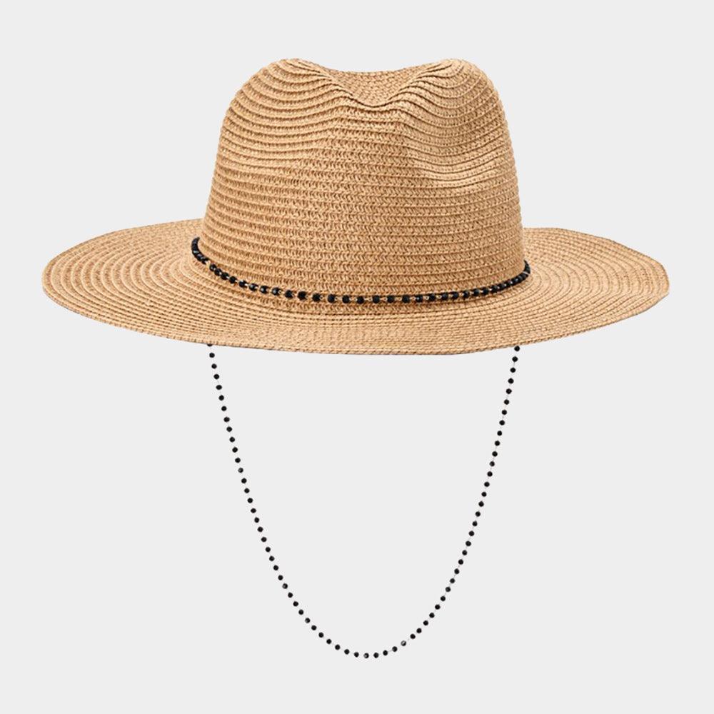 Beaded Chin Tie Straw Sun Hat - Jewelry Store by Erik Rayo