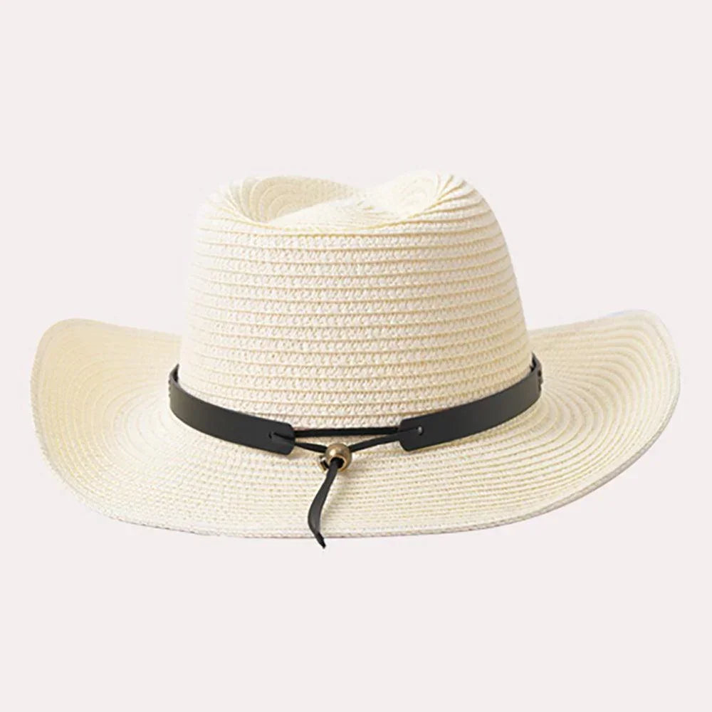 Faux Leather Band Straw Panama Sun Hat - Jewelry Store by Erik Rayo