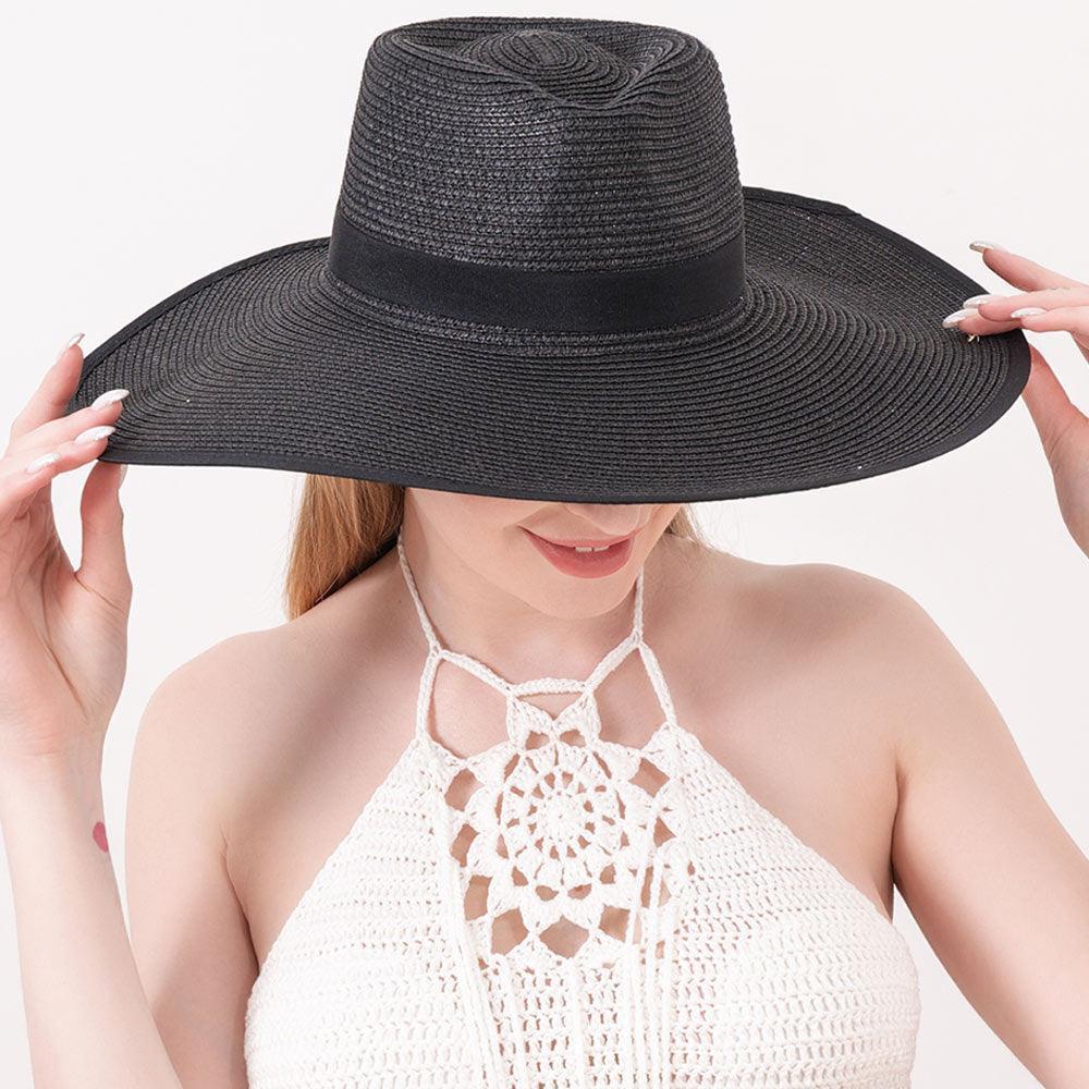Black Band Trimmed Straw Sun Hat - Jewelry Store by Erik Rayo