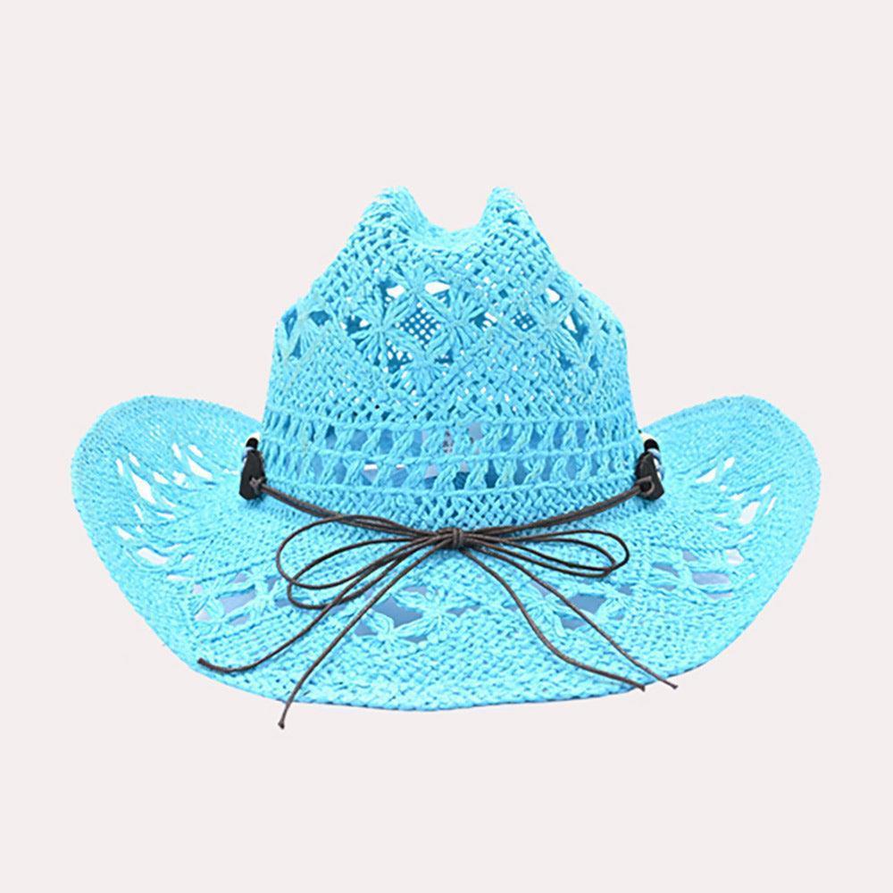 Natural Stone Wood Accented Straw Cowboy Sun Hat - Jewelry Store by Erik Rayo