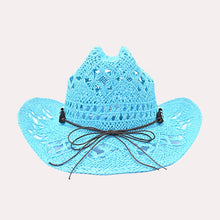 Load image into Gallery viewer, Natural Stone Wood Accented Straw Cowboy Sun Hat
