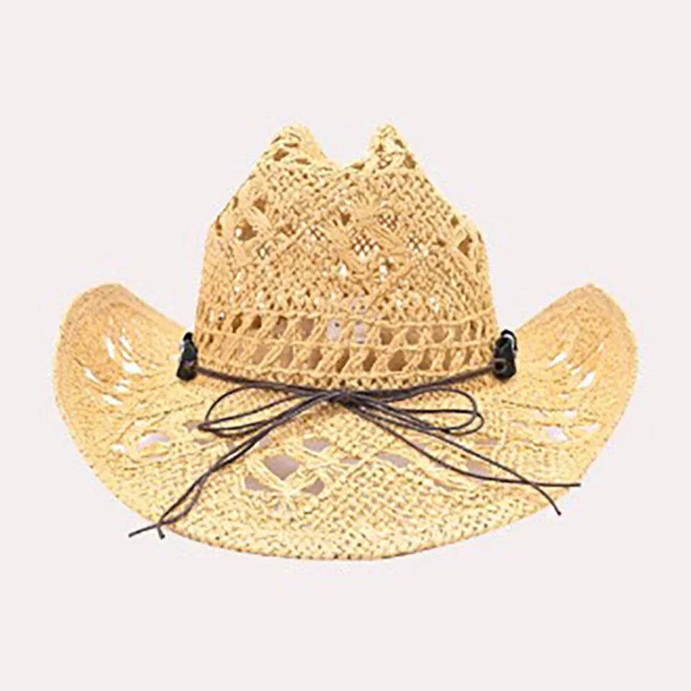 Natural Stone Wood Accented Straw Cowboy Sun Hat - Jewelry Store by Erik Rayo