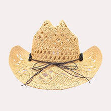 Load image into Gallery viewer, Natural Stone Wood Accented Straw Cowboy Sun Hat
