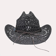 Load image into Gallery viewer, Natural Stone Wood Accented Straw Cowboy Sun Hat
