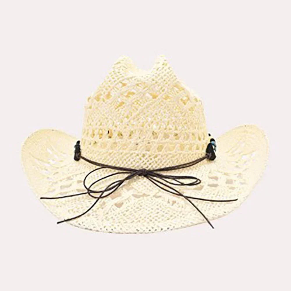 Natural Stone Wood Accented Straw Cowboy Sun Hat - Jewelry Store by Erik Rayo