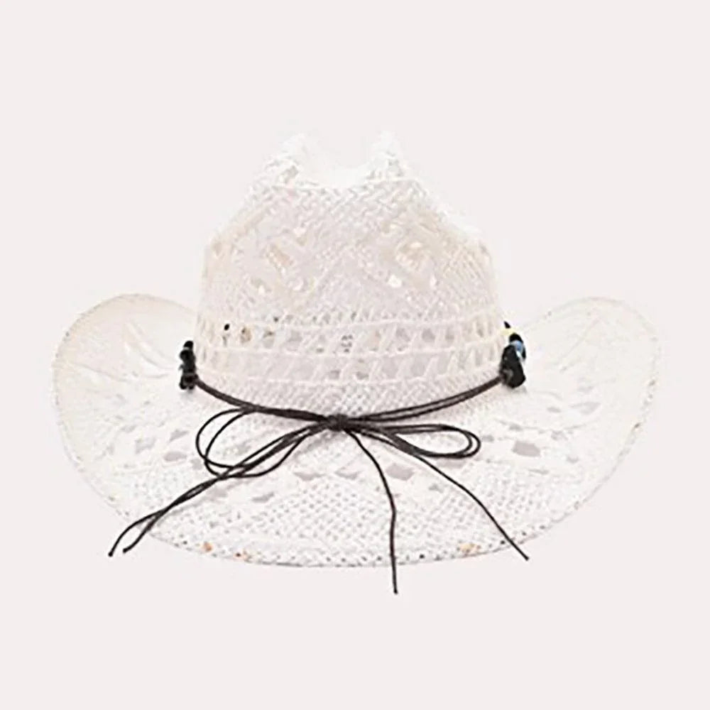 Natural Stone Wood Accented Straw Cowboy Sun Hat - Jewelry Store by Erik Rayo
